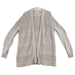 Style & Co Open Front Knit Cardigan Sweater Beige‎ Textured Medium